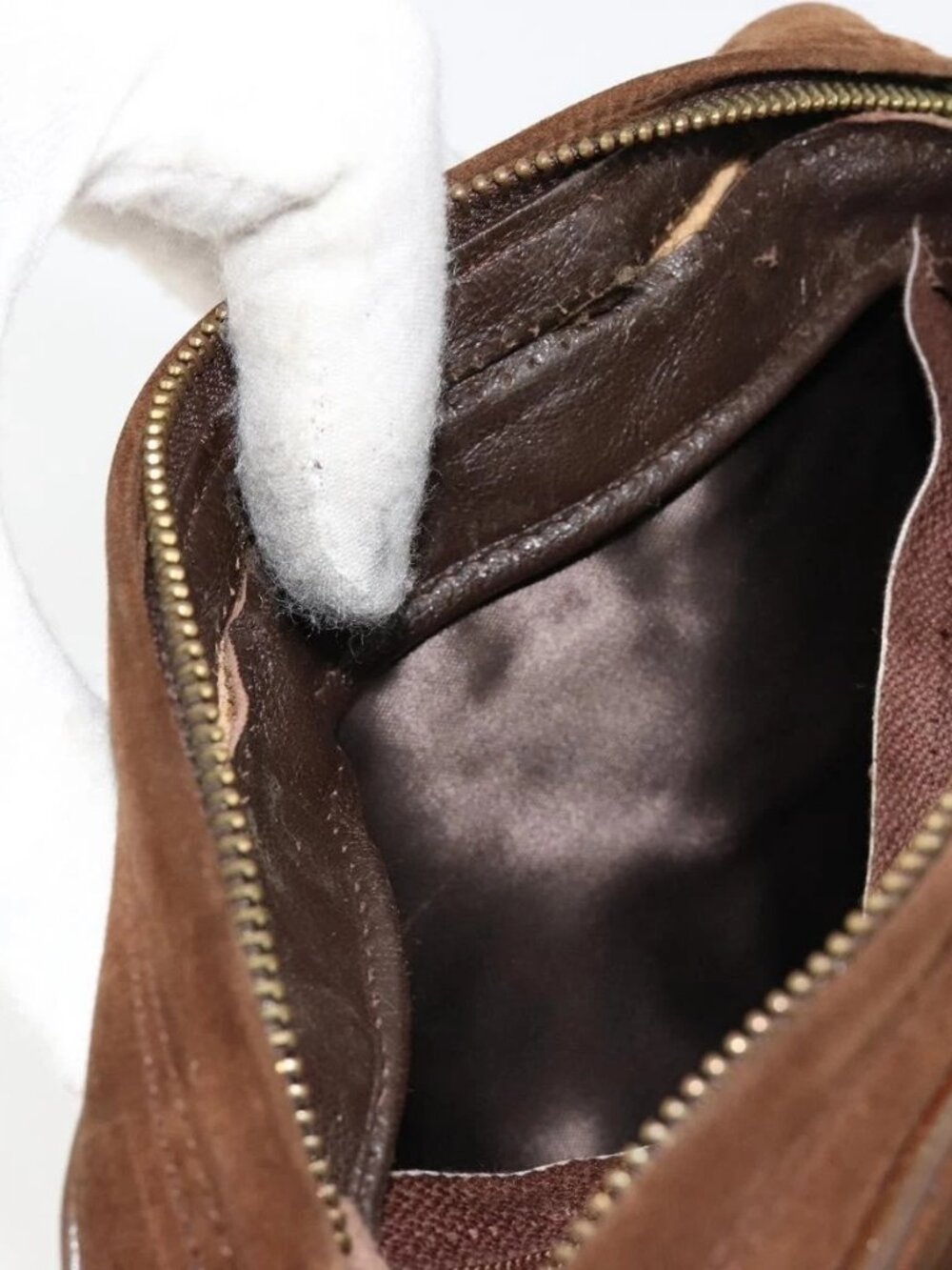 CHANEL Matelasse Chain Shoulder Bag Suede Brown Gold CC Auth BA12895 - Picture 11 of 15